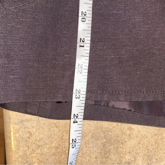 Calvin Klein Blazer - deep chocolate brown linen blend button front - Picture 9 of 11